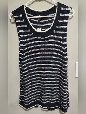 NWT Banana Republic Preppy Knit Tank Sleeveless Women's XL Blue & White Stripes